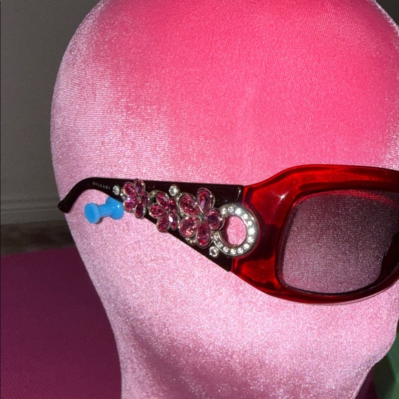 Bvlgari Deep Red Rhinestone Temple Sunglasses main image 5